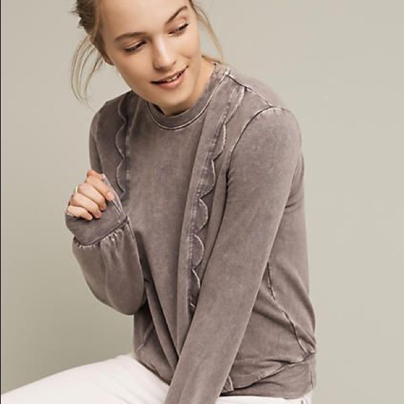 Anthropologie Tops - ⭐️Anthropologie Scalloped Ruffle Sweatshirt